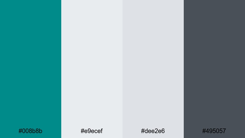 clean studio teal dark cyan color palette with hex codes