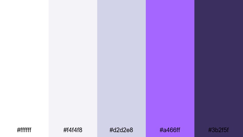 clean studio violet accent white purple color palette with hex codes