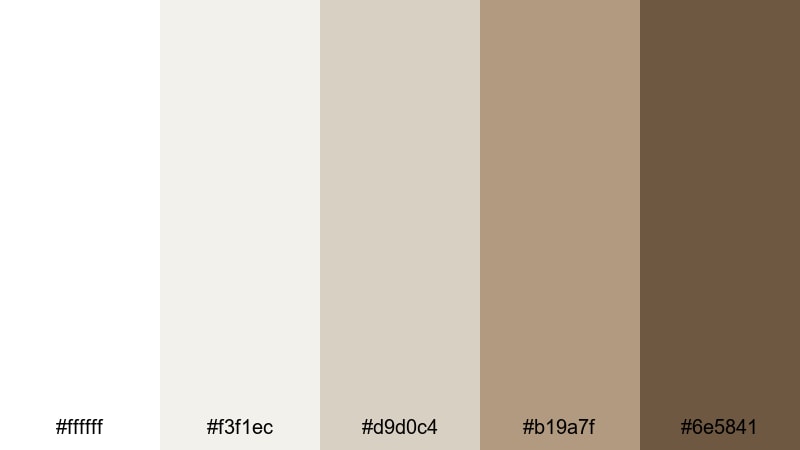 clean studio workspace white brown color palette with hex codes