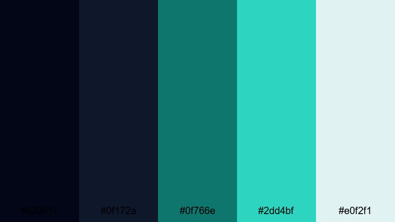clean teal interface black green blue color palette with hex codes