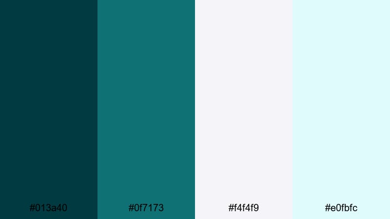 clean teal interface dark blue green color palette with hex codes