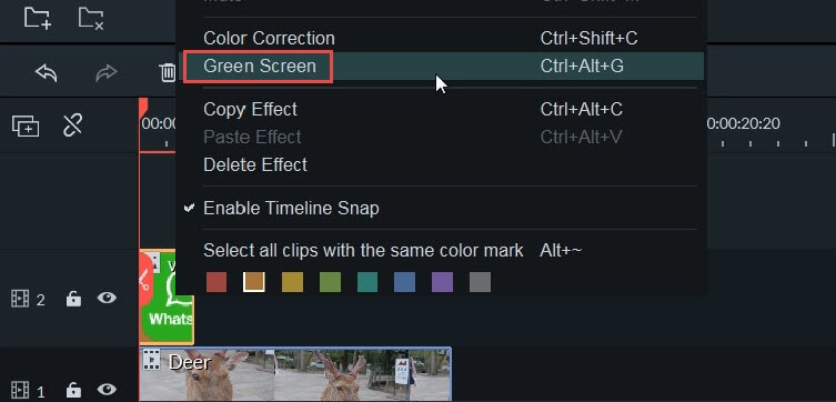 click green screen