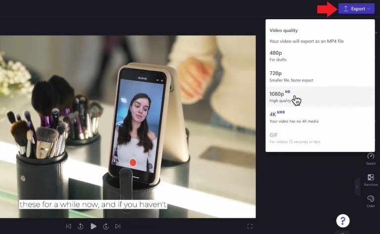 export your video with subtitles