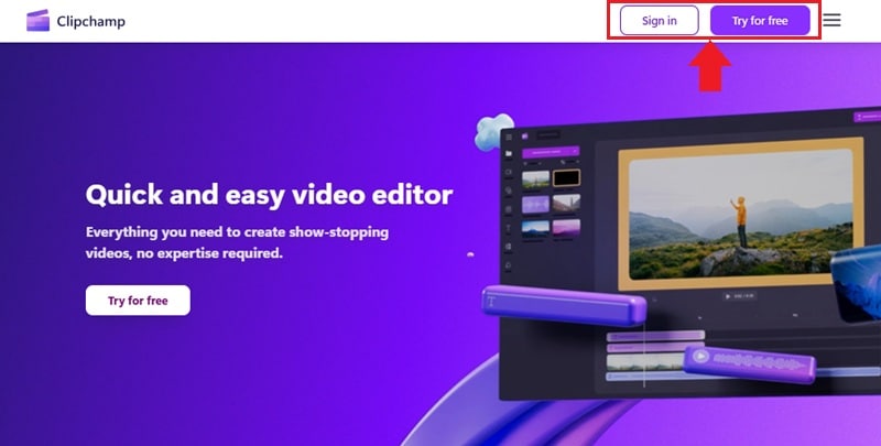 sign in to clipchamp