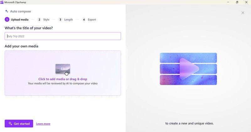 create video using clipchamp ai