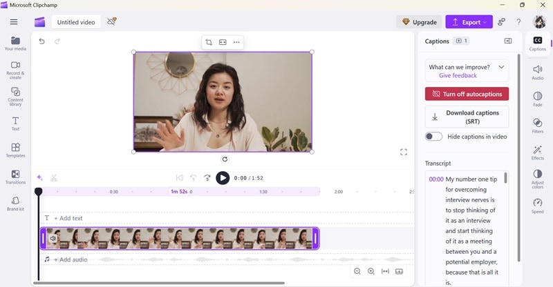 ai text to speech in clipchamp