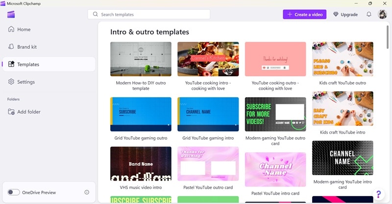 clipchamp video templates