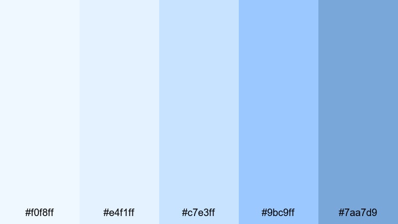 cloud drift daydream alice blue color palette with hex codes