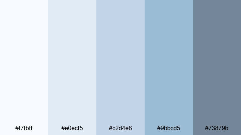 cloud drift daydream gray light blue color palette with hex codes