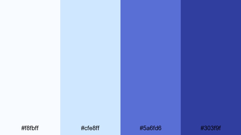 cloud drift indigo mist indigo blue color palette with hex codes