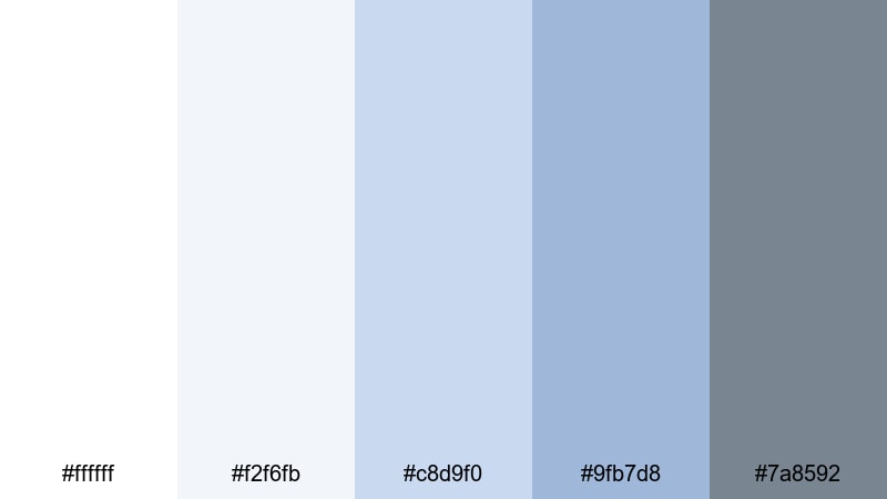 cloud drift morning white blue gray color palette with hex codes