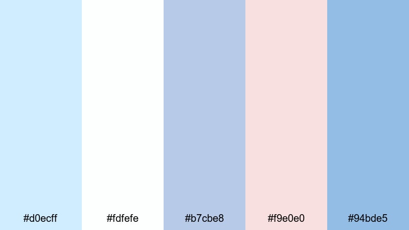 cloud drift serenity pastel blue color palette with hex codes
