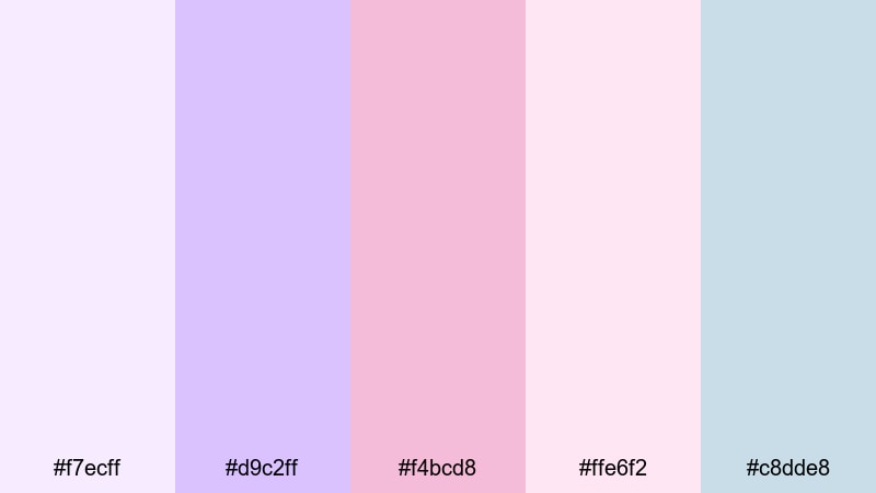 cloud petal daydream lilac lavender color palette with hex codes
