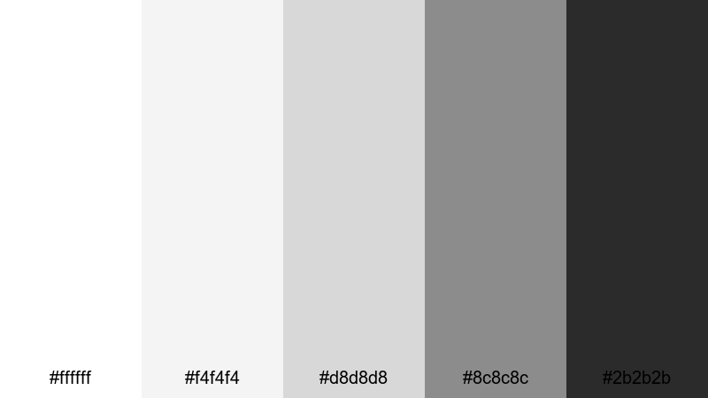 cloud to charcoal fade white black color palette with hex codes