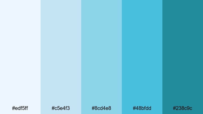 cloudlight aqua turquoise color palette with hex codes