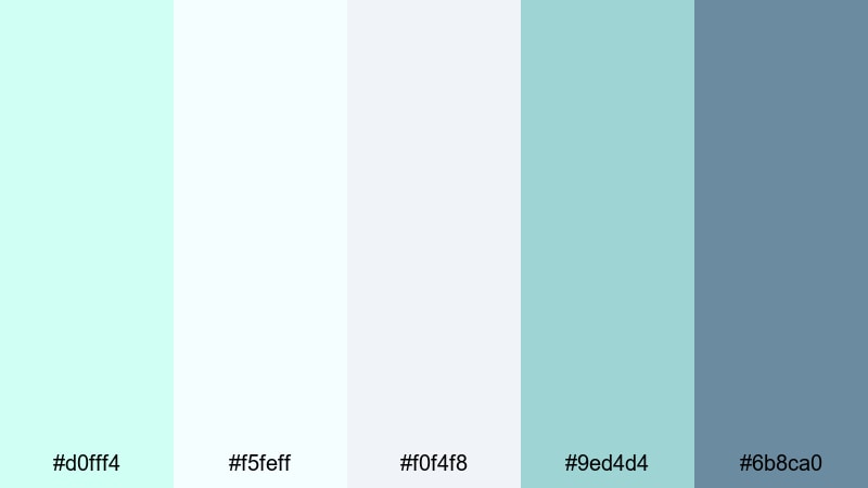 cloudlight minimal mint blue color palette with hex codes