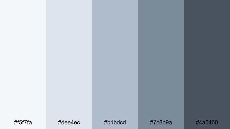 cloudlight whisper blue gray color palette with hex codes
