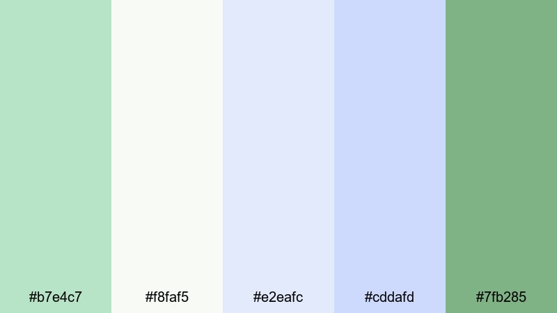 cloudwhip matcha pistachio color palette with hex codes
