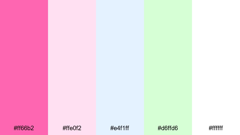 cloudy candy shop hot pink color palette with hex codes