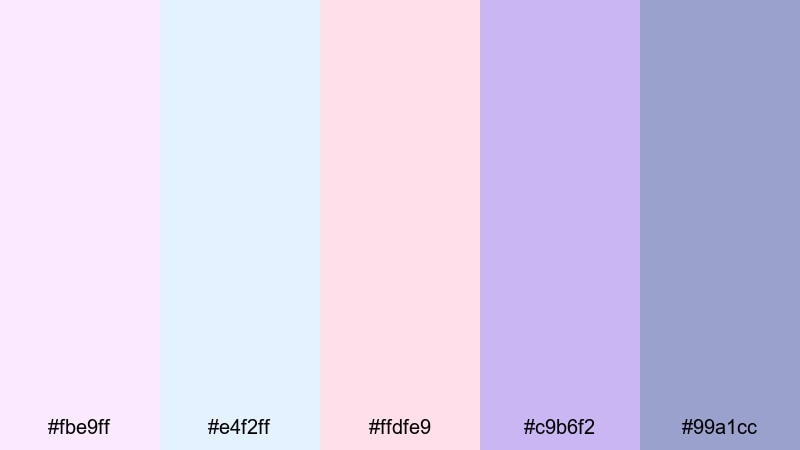 cloudy macaron mix wisteria color palette with hex codes