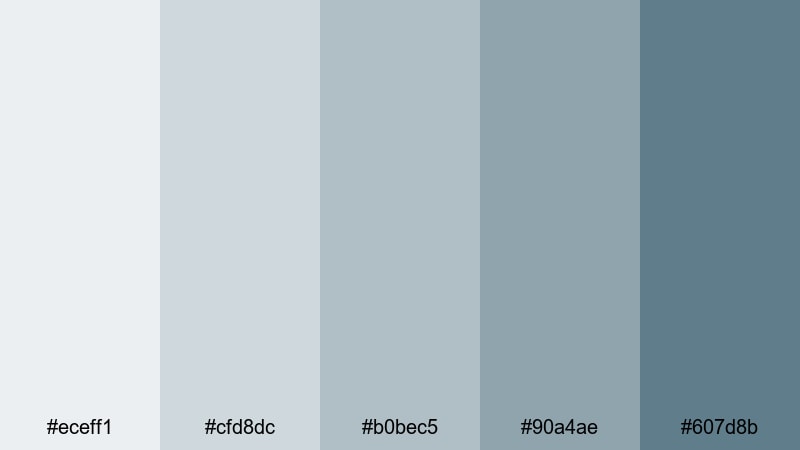 cloudy morning ui flat color palette with hex codes