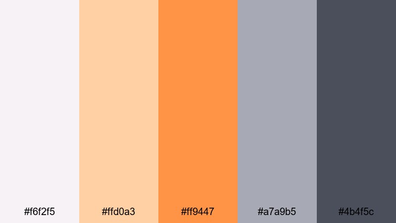 cloudy tangerine whisper orange gray color palette with hex codes