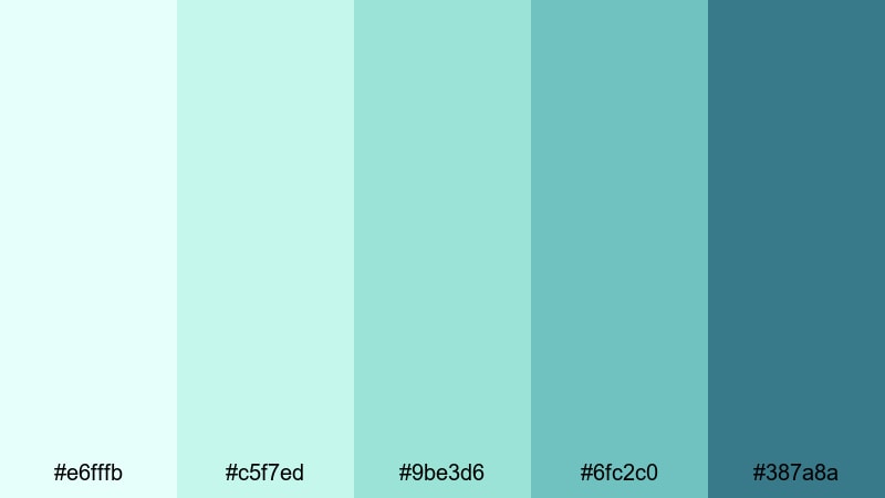 coastal breeze morning blue mint green color palette with hex codes