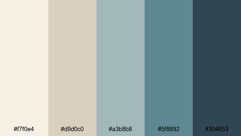 coastal cold brew coffee cream color palette with hex codes