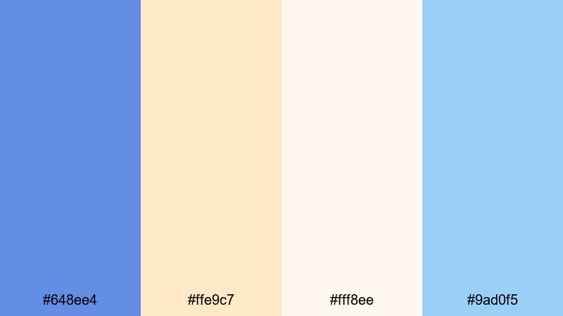 coastal daydream glow cornflower color palette with hex codes