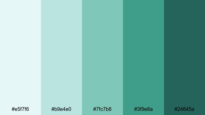 coastal jade breeze jade color palette with hex codes