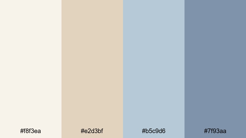 coastal linen breeze beige blue color palette with hex codes