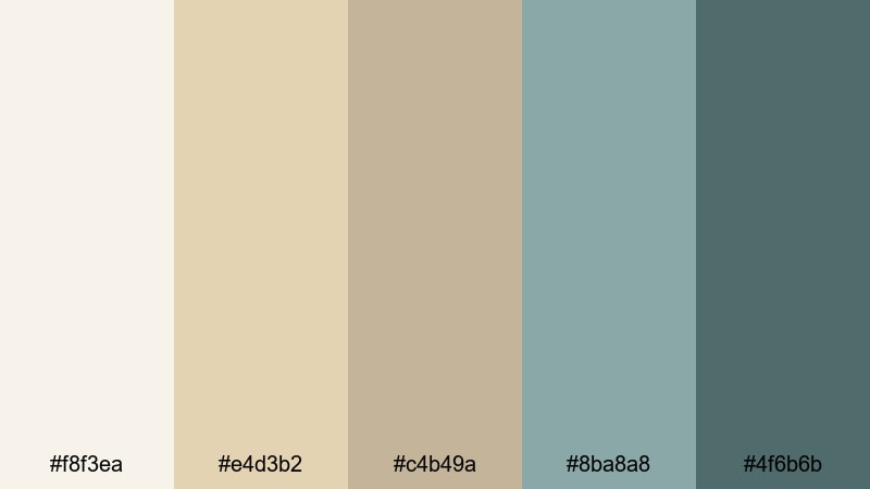coastal linen breeze beige sand color palette with hex codes