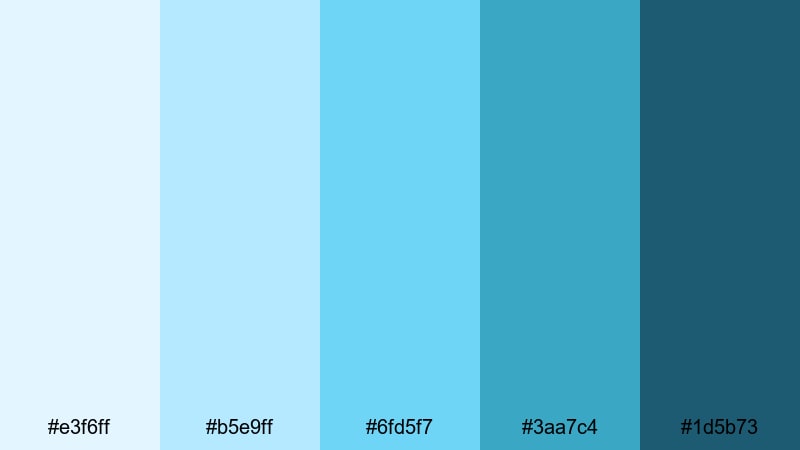 coastal morning mist blue cyan color palette with hex codes