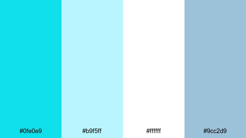 coastal morning mist bright turquoise color palette with hex codes