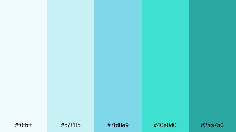 coastal morning mist turquoise color palette with hex codes