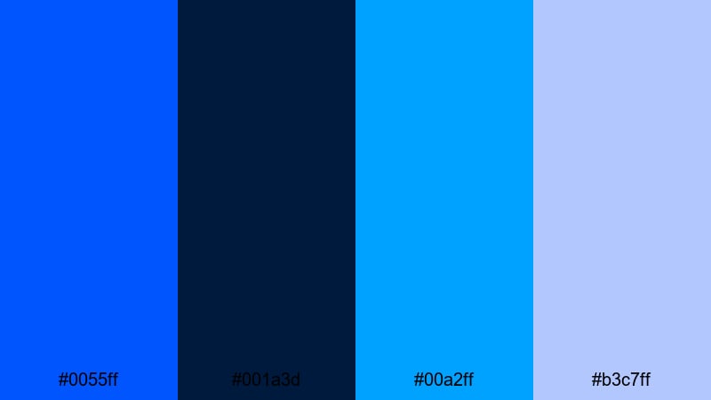 cobalt velvet studio electric blue color palette with hex codes