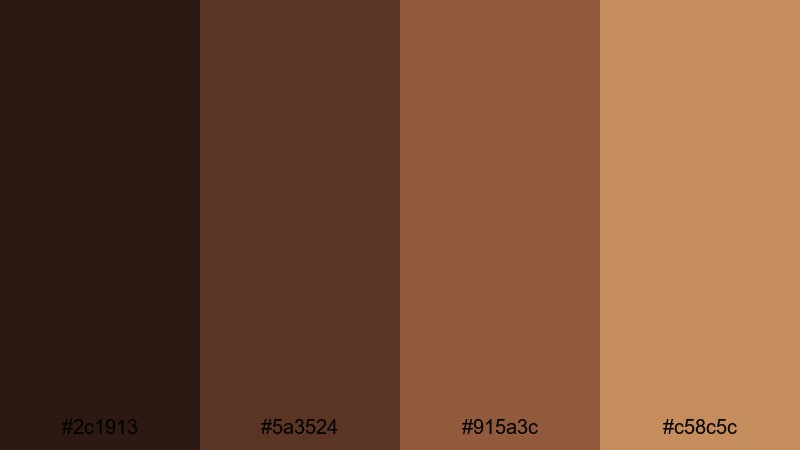cocoa bean natural brown color palette with hex codes