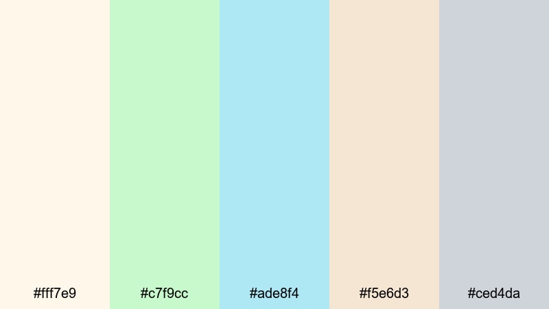 coconut milk sky tropical color palette with hex codes