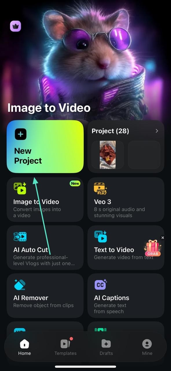 new project filmora app