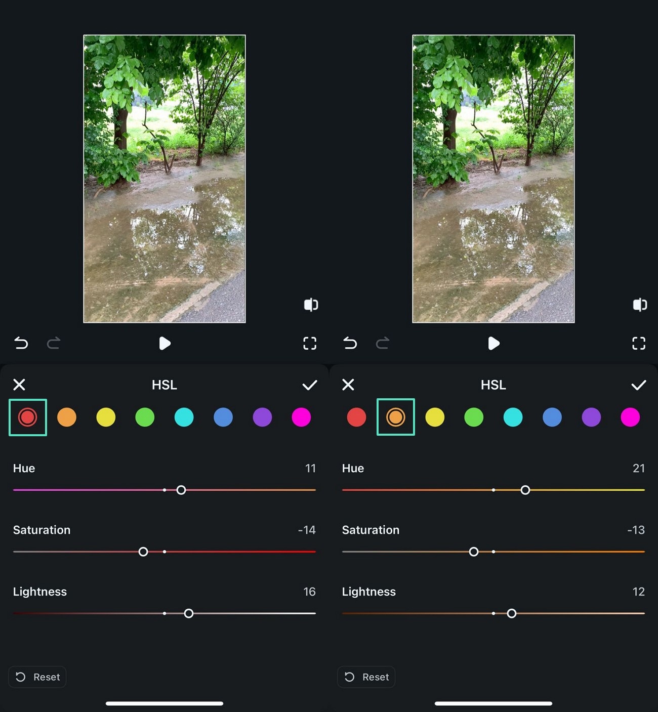 adjust the hsl filmora app