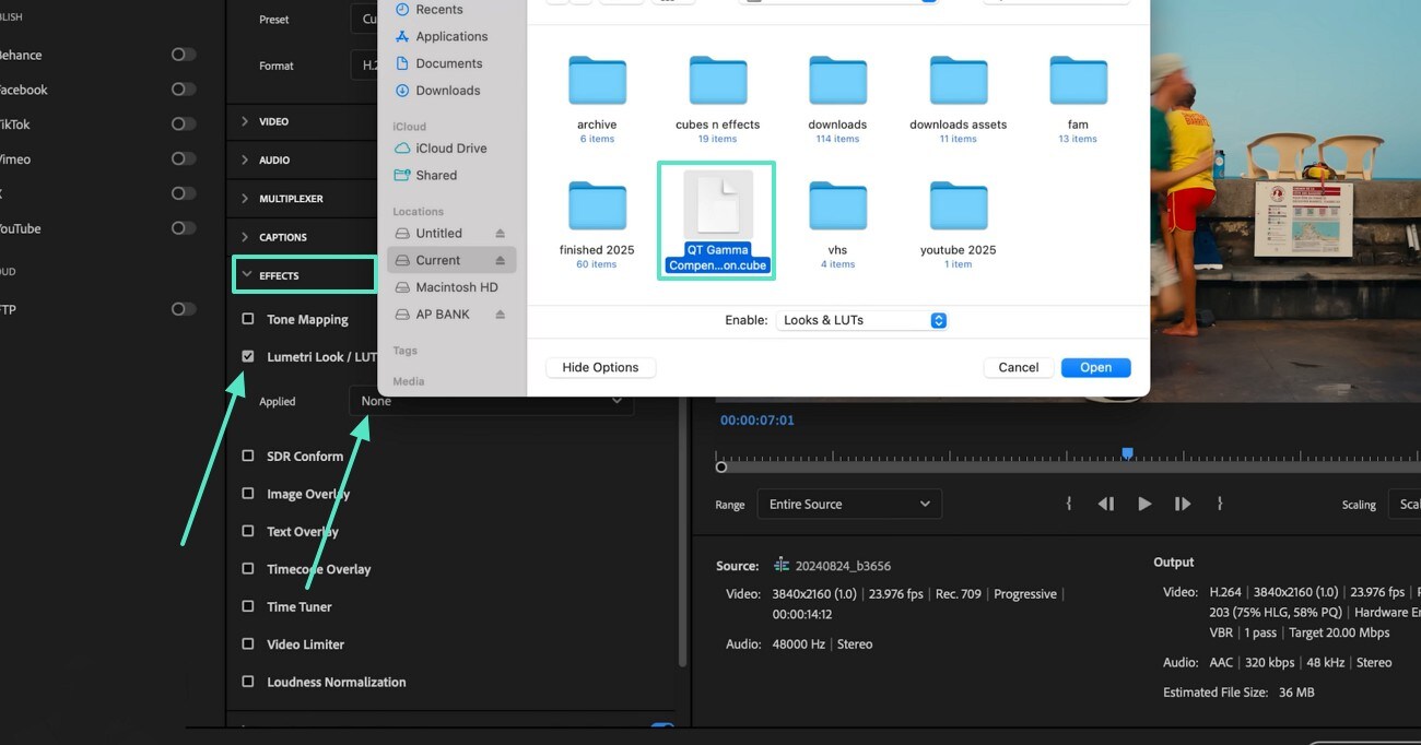 upload an lut preset
