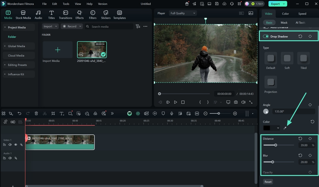 enable drop shadow and adjyst manually