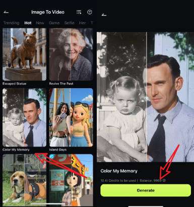 choose color my memory template