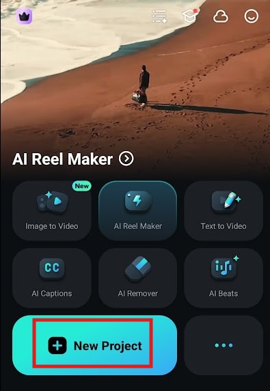 start a new project in filmora app