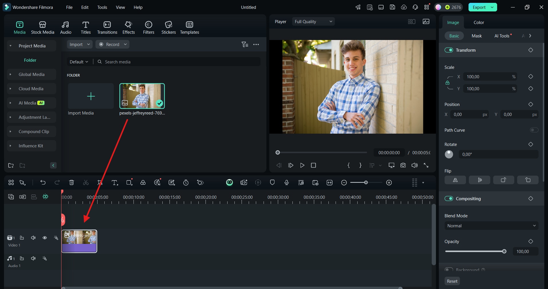 add an image to filmora timeline