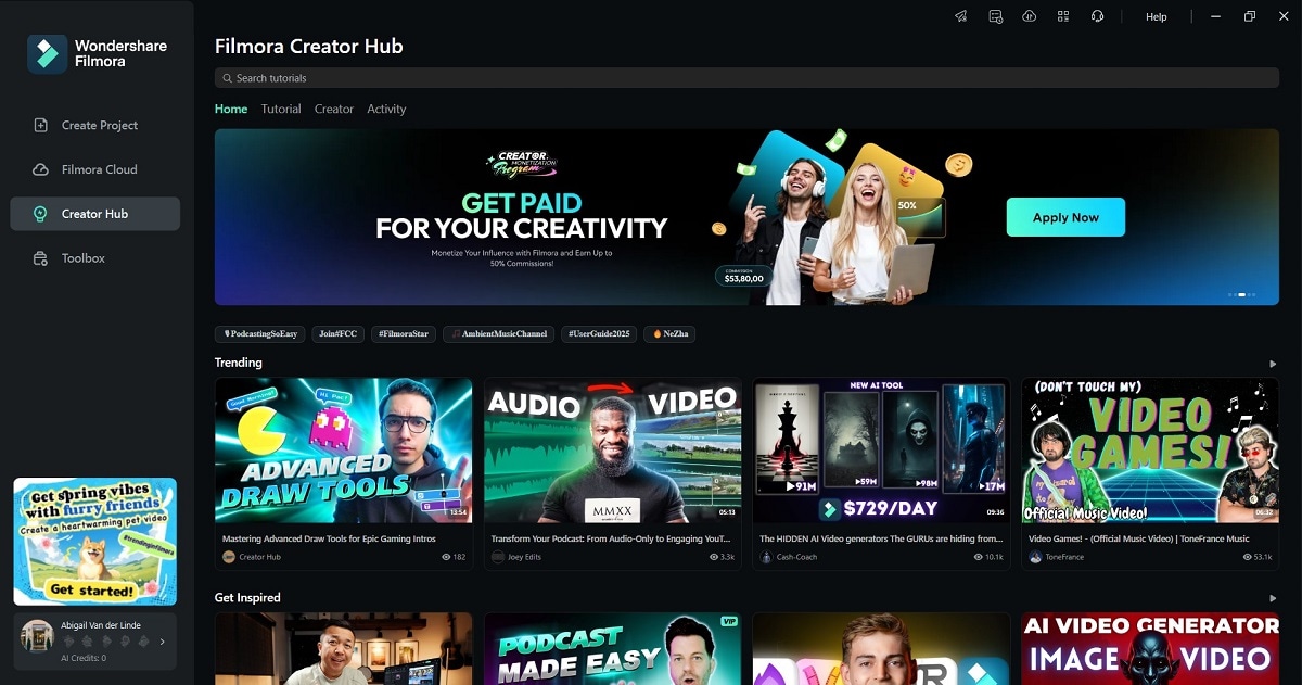filmora creator hub