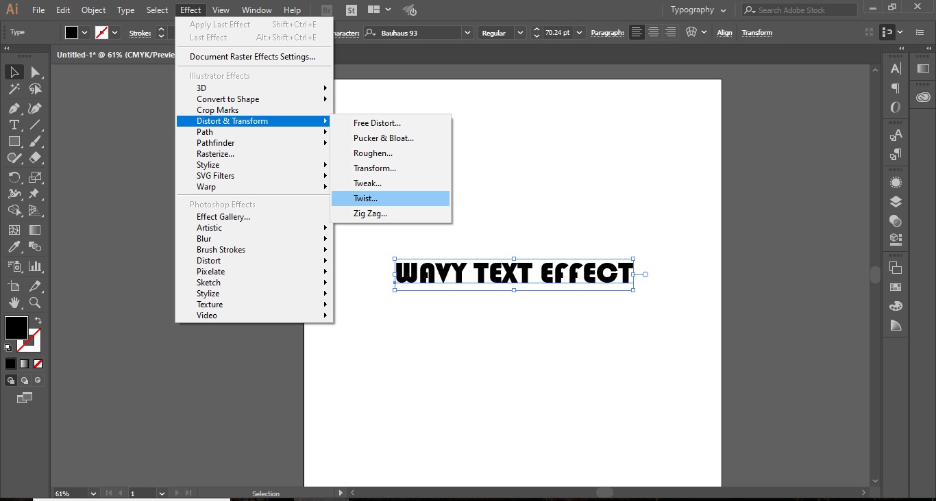 select twist feature in illustrator