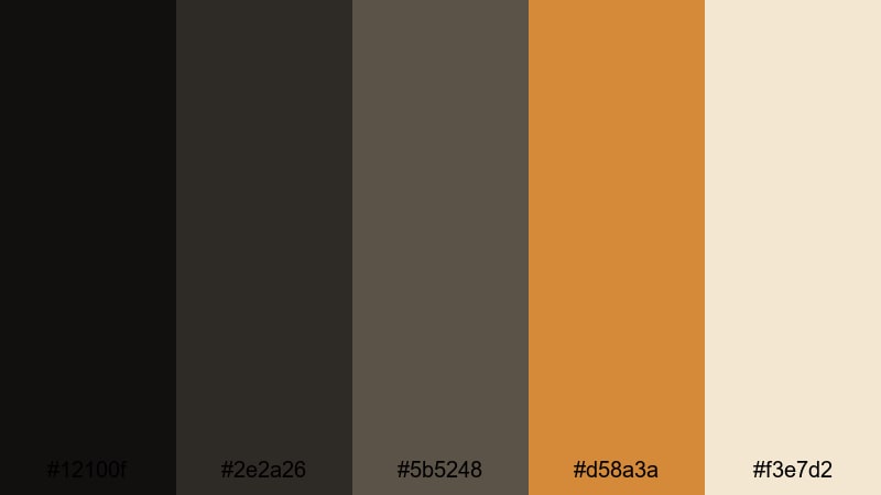 concrete amber glow black brown color palette with hex codes