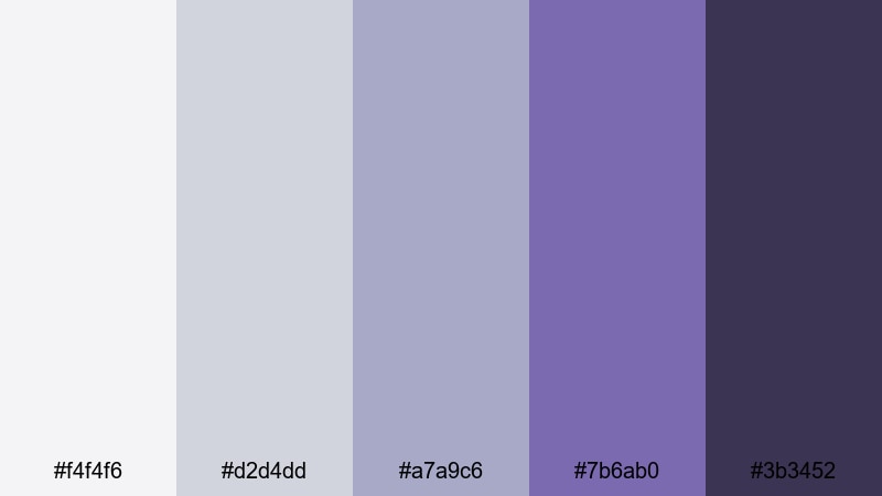 concrete and crystal amethyst color palette with hex codes
