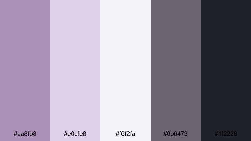 concrete orchid chic purple mauve color palette with hex codes
